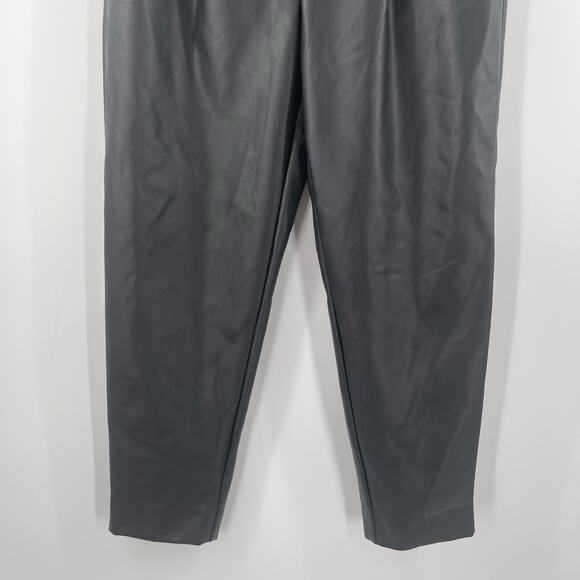 BANANA REPUBLIC Pants Size 4 Faux Leather Black Mob Wife Crop Cropped Pockets - Picture 8 of 10